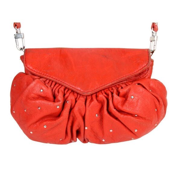 Latico SOFT RED GENUINE LEATHER STUDDED X-BODY SHOULDER BAG HANDBAG CLUTCH PURSE - Picture 1 of 16